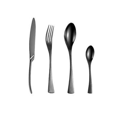 32 Piece Black Silverware Set for 8 Stainless Steel Flatware Sets Eating Home Kitchen for Cutlery Include Knife Fork Spoon Teaspoon Mirror Polished