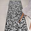 Custom Length, Non Slip Modern Leaves Pattern Carpet Runner Rug Mat for Entry Hallway Kitchen Laundry, 26 inch x 34 feet, Black & Silver view 1