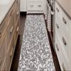 Custom Length, Non Slip Modern Leaves Pattern Carpet Runner Rug Mat for Entry Hallway Kitchen Laundry, 26 inch x 34 feet, Silver view 3
