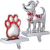 Baseo 2 Pack Stocking Holders for Mantel -Metal Christmas Stocking Holder for Mantle Christmas Stocking Hangers for Mantel Stocking Hooks for Fireplace Stocking Holders Xmas (Paw and Dog) view 2