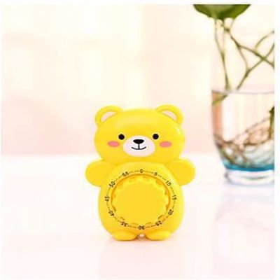 Creative Timer,Kitchen Timer, Cartoon Mechanical Bear Timer,Time Cooking Time,60-Minute Wind Up Dial 360 Rotating CountdownMechanical Kitchen Timer (Color : Yellow) (Color : Yellow)