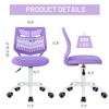 FurnitureR Desk Chair, Armless Home Office Task Chair with Mesh Padded Cushion, Swivel Study Computer Chair with Rolling Wheels for Children Kids Teens Students, Purple view 2