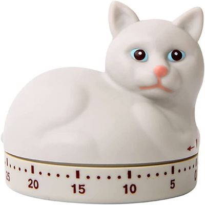 Creative Timer,Kitchen Timer, Cat Timers Kitchen Timer For Cooking, Up To 60 Minutes, Waterproof Timer,This Product Can Help You Very Well (Color : Yellow) (Color : White)