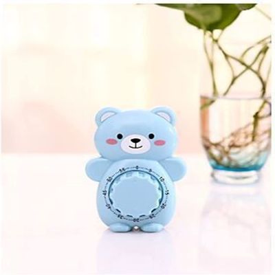 Creative Timer,Kitchen Timer, Cartoon Mechanical Bear Timer,Time Cooking Time,60-Minute Wind Up Dial 360 Rotating CountdownMechanical Kitchen Timer (Color : Yellow) (Color : Blue)