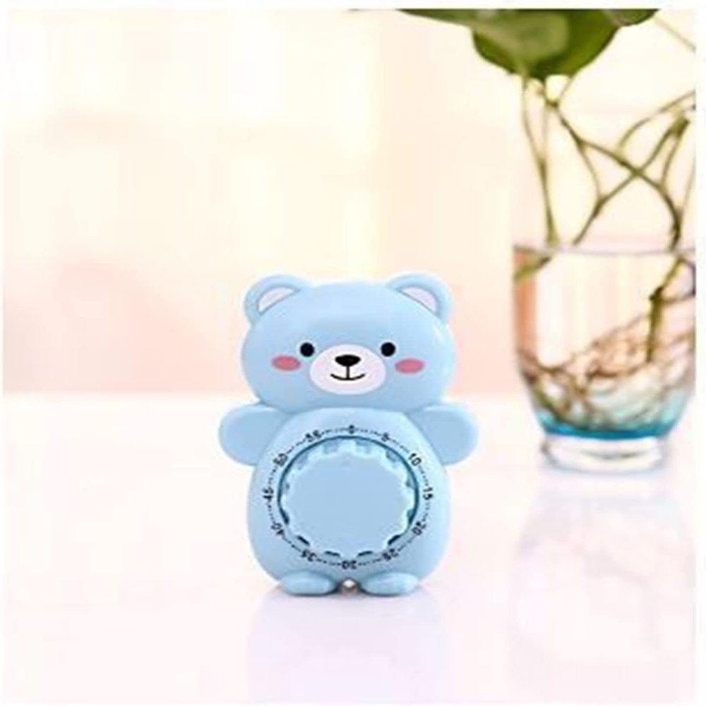 Creative Timer,Kitchen Timer, Cartoon Mechanical Bear Timer,Time Cooking Time,60-Minute Wind Up Dial 360 Rotating CountdownMechanical Kitchen Timer (Color : Yellow) (Color : Blue)