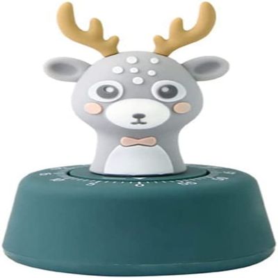 Creative Timer,Kitchen Timer, Cute Cartoon Deer Timers Mini Size 60 Minutes Mechanical Kitchen Cooking Timer Clock Loud Alarm Counters Manual Timer (Color : Green) (Color : Green)