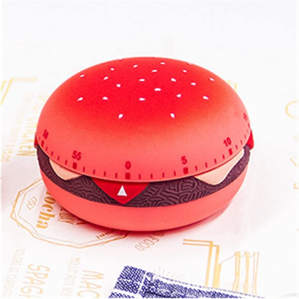 Creative Timer,Kitchen Timer, Mechanical Kitchen Timer,Hamburger Cute Cooking Time Management, 60-Minute Wind Up Dial 360 Rotating Countdown (Color : B) (Color : B)