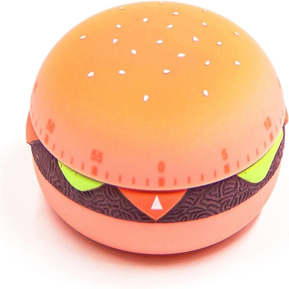 Creative Timer,Kitchen Timer, Mechanical Kitchen Timer,Hamburger Cute Cooking Time Management, 60-Minute Wind Up Dial 360 Rotating Countdown (Color : B) (Color : A)