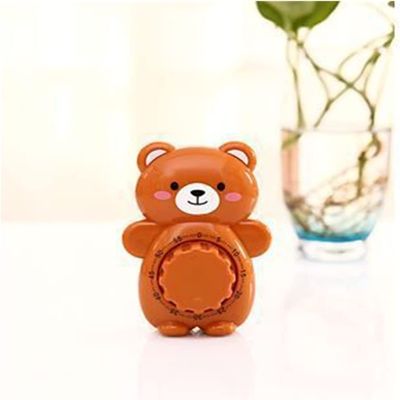 Creative Timer,Kitchen Timer, Cartoon Mechanical Bear Timer,Time Cooking Time,60-Minute Wind Up Dial 360 Rotating CountdownMechanical Kitchen Timer (Color : Yellow) (Color : Brown)