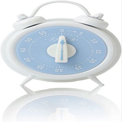 Creative Timer,Kitchen Timer, Alarm Clock Shape Metal Timer,Time Cooking Time 60-Minute Wind Up Dial 360 Rotating Countdown (Color : Green) (Color : White)