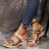 Sandals for Women Summer Wedges Comfort Open Toe Slip on Platform Sandals Leopard Print Beach Shoes Casual Walking Slippers Mule Sandals,Snake,US10/EU41 view 3