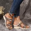 Sandals for Women Summer Wedges Comfort Open Toe Slip on Platform Sandals Leopard Print Beach Shoes Casual Walking Slippers Mule Sandals,Snake,US10/EU41 view 4