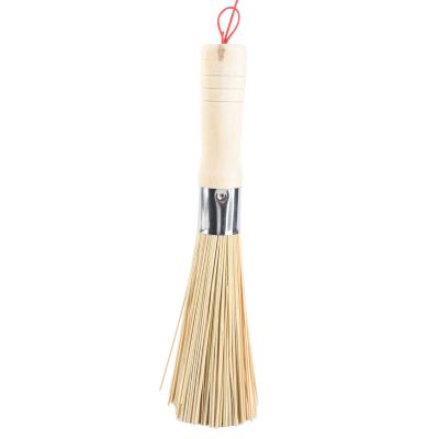 Bamboo Wok Brush, Bamboo Dish Brush Wok Cleaning Brush Pot Cleaning Whisk Dishwashing Kitchen Washing Tools Long Handle for Household Skillet Grill Utensils Cast Iron Sink Vegetable Scrubbing