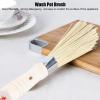 Bamboo Wok Brush, Bamboo Dish Brush Wok Cleaning Brush Pot Cleaning Whisk Dishwashing Kitchen Washing Tools Long Handle for Household Skillet Grill Utensils Cast Iron Sink Vegetable Scrubbing view 2