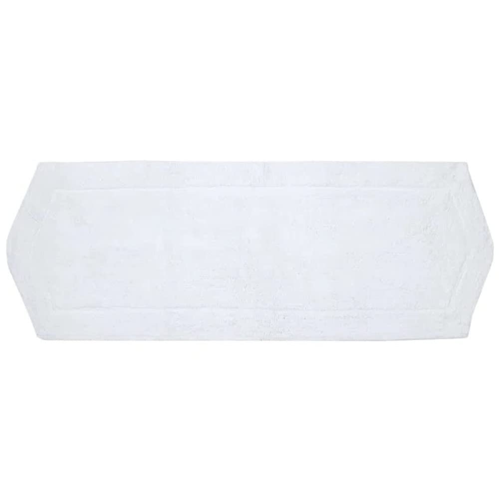 Cotton White Bathroom Rug Non Slip Rectangle Shape Size:22" W x 60" L Durable |Luxe Design Plush Tufted Pile, Dense& Thick Cushioned Touch Soft Feel Solid Color Pretty Easy-to-Clean Surface