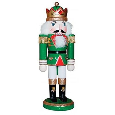Santa's Workshop Green King with Crown Wooden Christmas Nutcracker 10 Inch