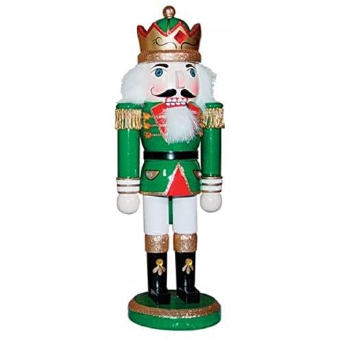 Santa's Workshop Green King with Crown Wooden Christmas Nutcracker 10 Inch