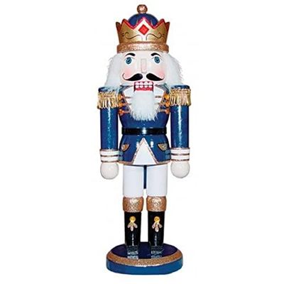 Santa's Workshop Blue King with Crown Wooden Christmas Nutcracker 10 Inch