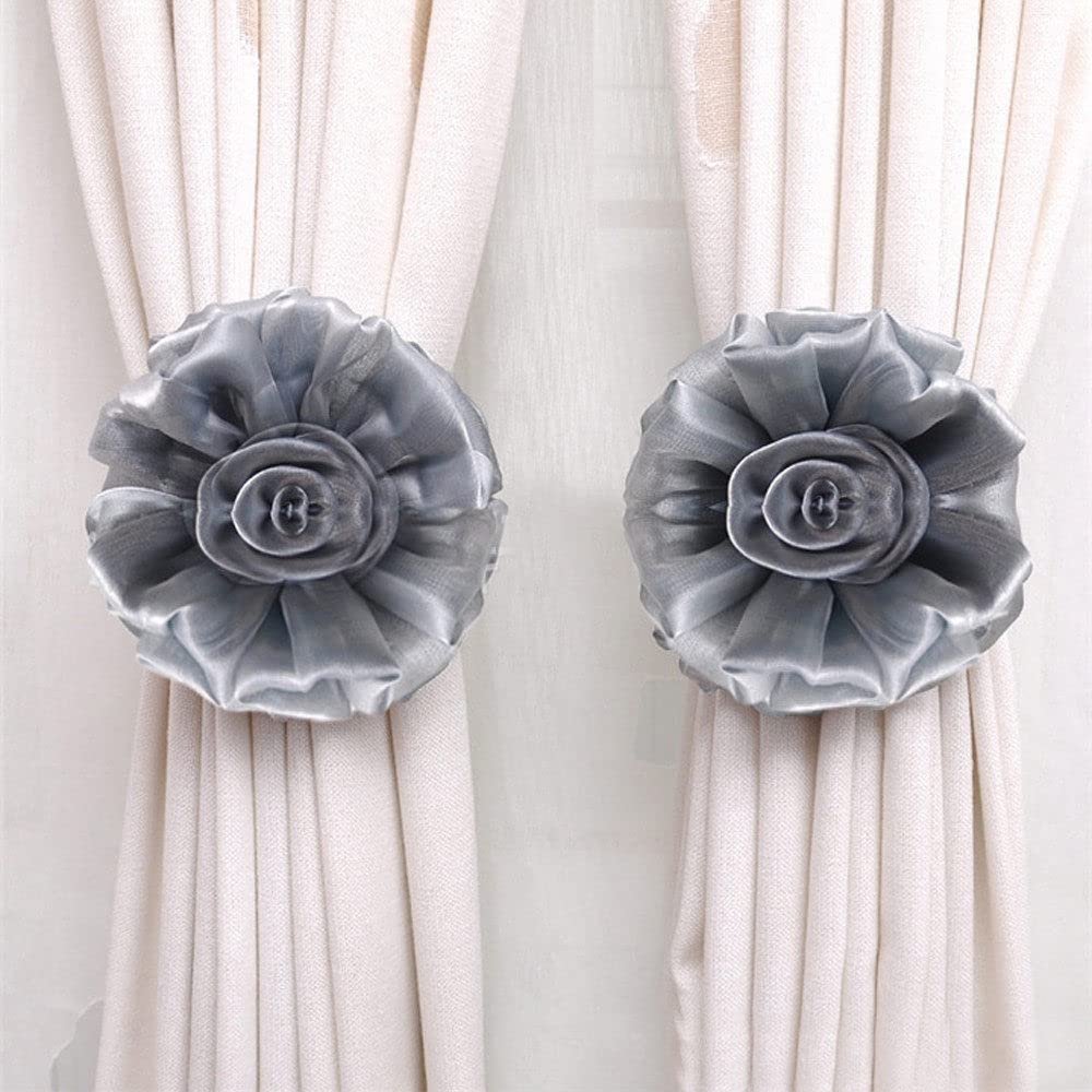 Clip-On Flower Tie Backs / Holdbacks for Voile & Net Curtain Panels Bedroom Curtains Blinds Curtains Door Curtain Glitter,Wine