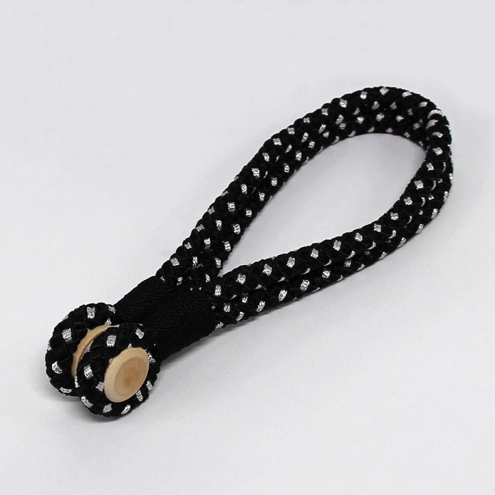 1Pc Magnetic Curtain Tieback Tie Backs Holdbacks Buckle Clip Strap Magnet Pearl Ball Curtain Hanging Belts Rods Rope Accessoires,Black,47cm