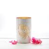 Candle Holders, Tabletop Centerpieces, Living Room, Patio, Garden, Events, Decorative, Rustic, Hurricane, Metal, Palm Leaves, White, Set of 3 view 3
