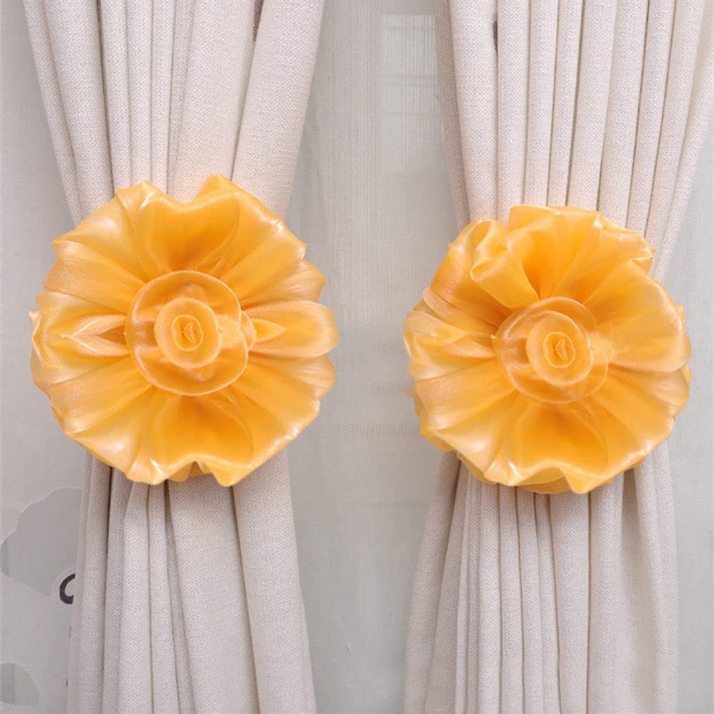 Clip-On Flower Tie Backs / Holdbacks for Voile & Net Curtain Panels Bedroom Curtains Blinds Curtains Door Curtain Glitter,Orange