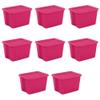 18 Gallon Tote Box Plastic, Fuchsia , Set of 8 view 1