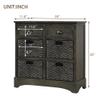 P PURLOVE Storage Cabinet Storage Unit with 2 Wood Drawers and 4 Wicker Baskets Rustic Storage Cabinet for Home Kitchen Entryway Living Room (Light Gray) view 2