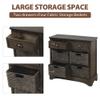 P PURLOVE Storage Cabinet Storage Unit with 2 Wood Drawers and 4 Wicker Baskets Rustic Storage Cabinet for Home Kitchen Entryway Living Room (Light Gray) view 3