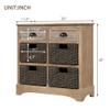 P PURLOVE Storage Cabinet Storage Unit with 2 Wood Drawers and 4 Wicker Baskets Rustic Storage Cabinet for Home Kitchen Entryway Living Room (White Washed) view 2