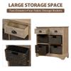 P PURLOVE Storage Cabinet Storage Unit with 2 Wood Drawers and 4 Wicker Baskets Rustic Storage Cabinet for Home Kitchen Entryway Living Room (White Washed) view 4