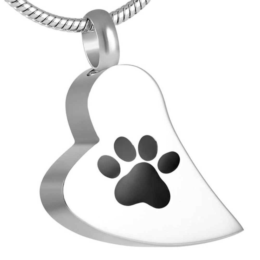 SHEIL Different Shape PET ASH Keepsake Memorial URN Jewelry - SATINLESS Steel PAW Print Heart/Dog TAG/Cross Cremation Necklace,1