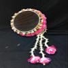 Decorated Flower and Crystal Pearl Golden Karvachauth Pooja Thali Set with Stone Studded Diya/Deepak Chalni and Glass Gift by Indian Collectible view 3