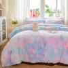 chovy Faux Fur Plush Tie-Dyed Blue Comforter Sets King - Ultra Soft Shaggy Flannel Velvet Fluffy Fuzzy 3PC Bedding Set Comforter x 1 Pillowcases x 2 view 3