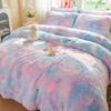 chovy Faux Fur Plush Tie-Dyed Blue Comforter Sets King - Ultra Soft Shaggy Flannel Velvet Fluffy Fuzzy 3PC Bedding Set Comforter x 1 Pillowcases x 2 view 4