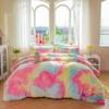 chovy Faux Fur Plush Tie-Dyed Pink Comforter Sets King - Ultra Soft Shaggy Flannel Velvet Fluffy Fuzzy 3PC Bedding Set Comforter x 1 Pillowcases x 2 view 1