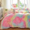 chovy Faux Fur Plush Tie-Dyed Pink Comforter Sets King - Ultra Soft Shaggy Flannel Velvet Fluffy Fuzzy 3PC Bedding Set Comforter x 1 Pillowcases x 2 view 3