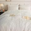 chovy Faux Fur Plush White Comforter Sets King - Ultra Soft Shaggy Flannel Velvet Fluffy Fuzzy 3PC Bedding Set Comforter x 1 Pillowcases x 2 view 4