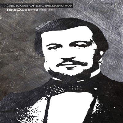 Textured Paper - Nikolaus Otto Art Print - The Icons of Engineering Series - #9 of 15 - for Engineers/Students Poster Geek History - Size: 18 x 12 Inches