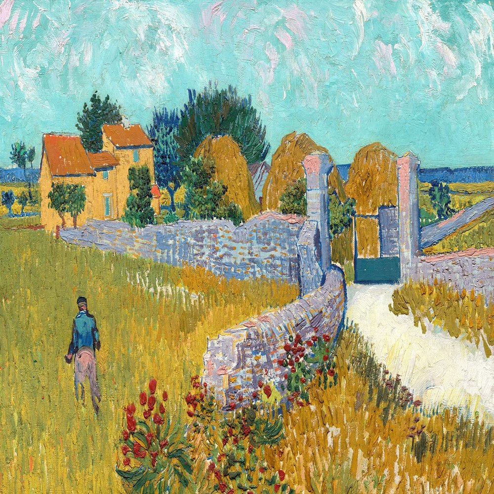 Textured Paper - Vincent Van Gogh - Farmouse in Provence (1888) Photo Poster Art Print Painting - Size: 18 x 12 Inches