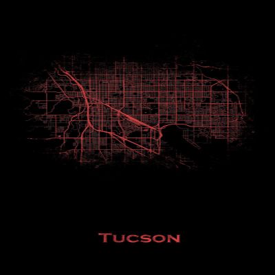 Textured Paper - Tucson, Arizona, USA Original Map Design Red Splatter - Art Print Poster Photo Gift - Size: 18 x 12 Inches