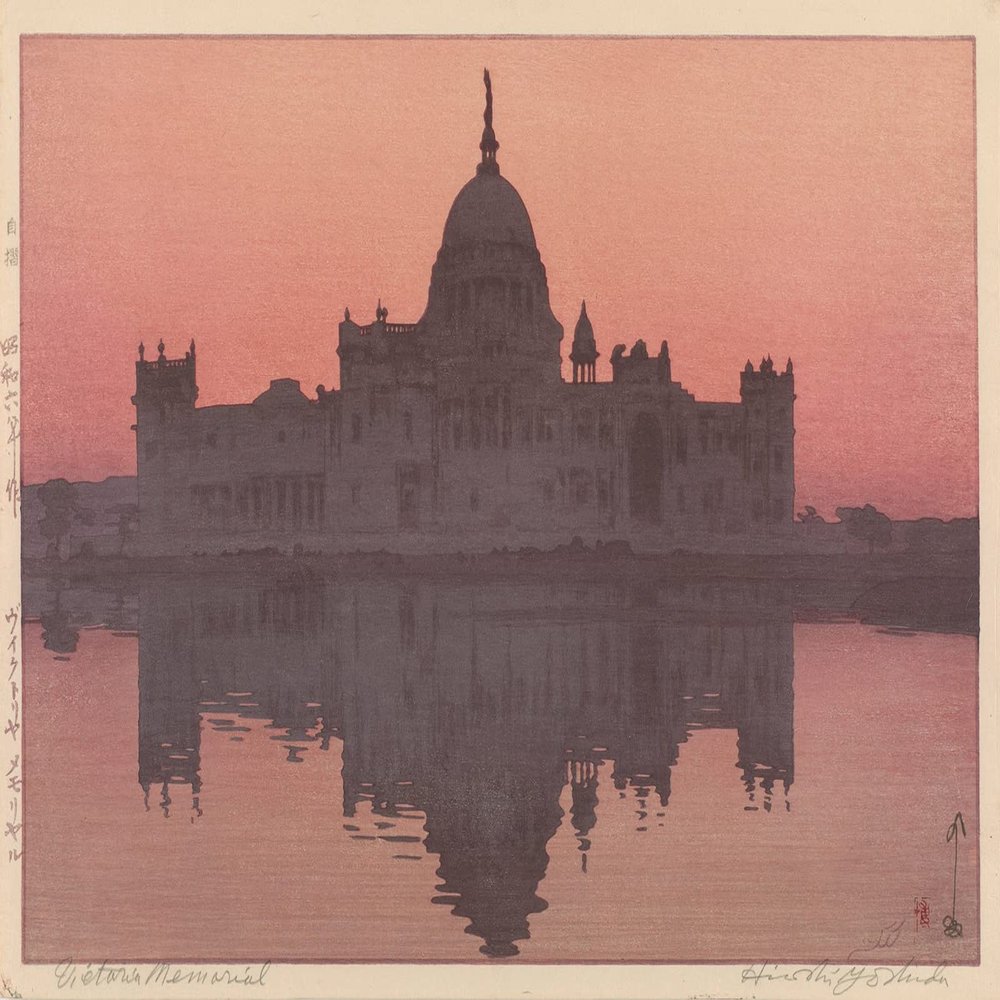 Textured Paper - Hiroshi Yoshida - Victoria Memorial (1931) Photo Poster Painting Art Print - Size: 18 x 12 Inches