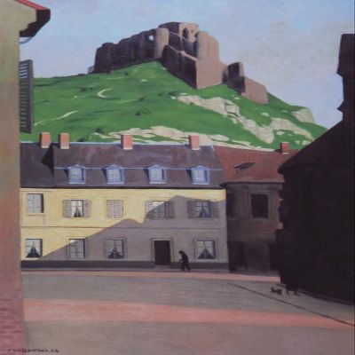 Textured Paper - Felix Vallotton - Chateau Gaillard and Place des Andelys (1924) Photo Poster Painting Art Print - Size: 18 x 12 Inches