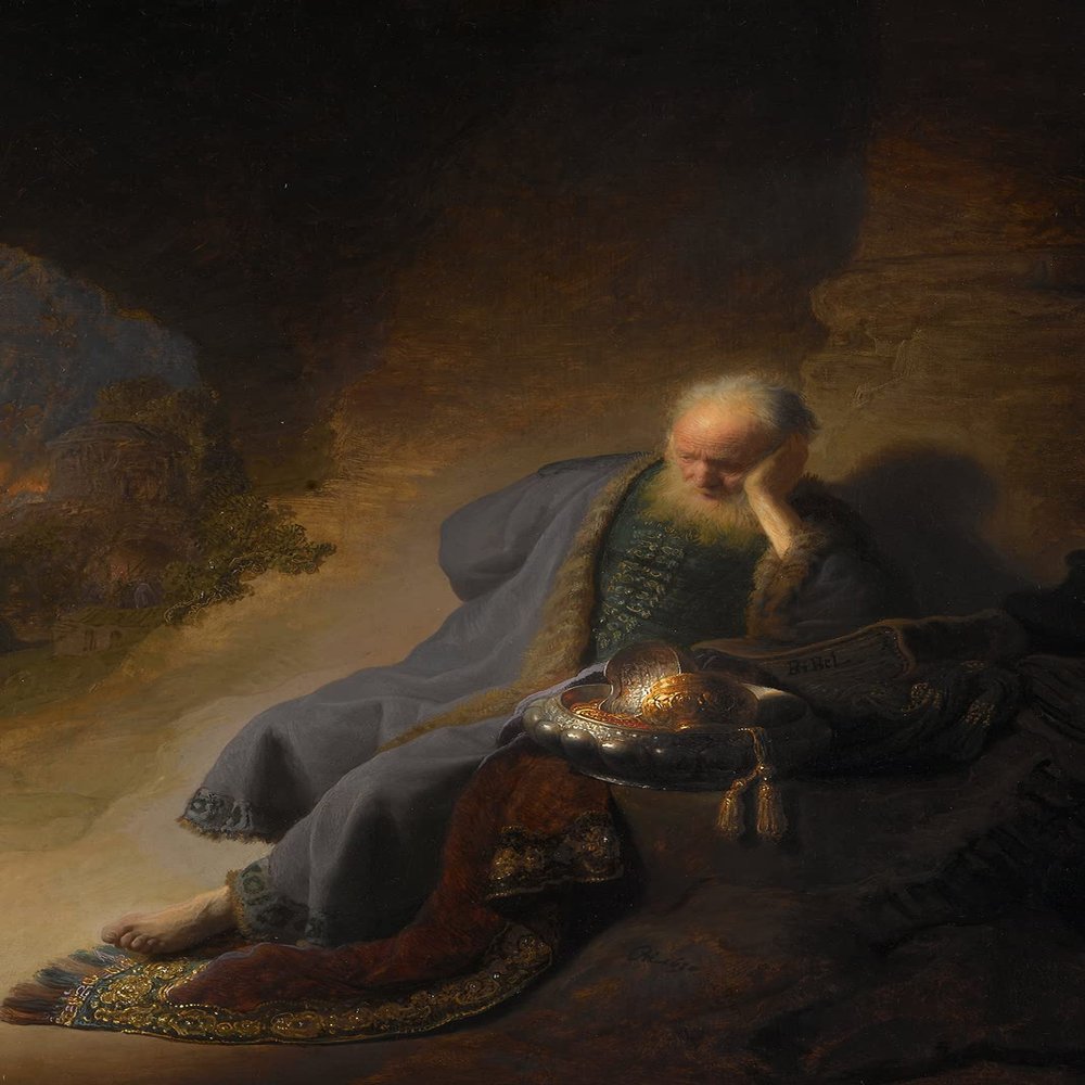 Textured Paper - Rembrandt - Jeremiah Lamenting The Destruction of Jerusalem (1630) Photo Poster Painting Art Print - Size: 18 x 12 Inches