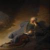 Textured Paper - Rembrandt - Jeremiah Lamenting The Destruction of Jerusalem (1630) Photo Poster Painting Art Print - Size: 18 x 12 Inches view 1