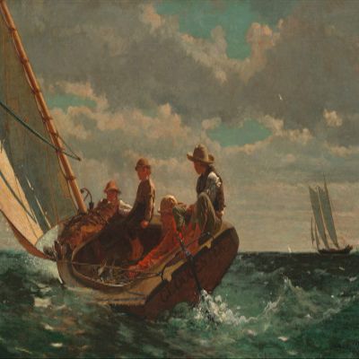 Textured Paper - Winslow Homer - Breezing up a Fair Wind (1876) - Painting Photo Poster Print Art Gift Wall Home Decor - Ocean Seaside Water - Size: 18 x 12 Inches