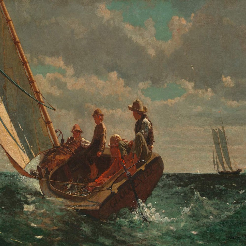 Textured Paper - Winslow Homer - Breezing up a Fair Wind (1876) - Painting Photo Poster Print Art Gift Wall Home Decor - Ocean Seaside Water - Size: 18 x 12 Inches