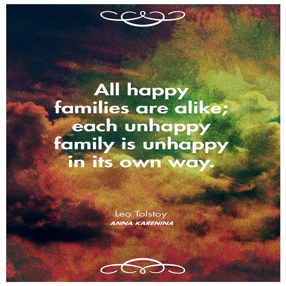 Textured Paper - Leo Tolstoy Quote Anna Karenina All Happy Families. Art Print Photo Poster Gift - Size: 18 x 12 Inches