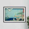 Textured Paper - Utagawa Hiroshige - Miya Shichiri Ferry Crossing Gate to The Atsuta Shrine (1852) Photo Poster Art Print Painting - Size: 18 x 12 Inches view 3