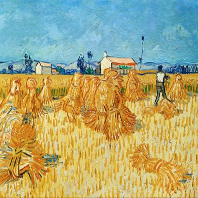 Textured Paper - Vincent Van Gogh - Harvest in Provence (1888) Photo Poster Art Print Painting - Size: 18 x 12 Inches